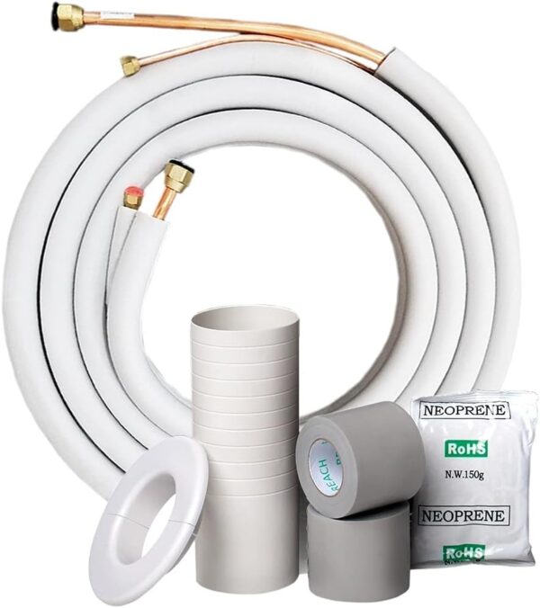 1/4" x 3/8" 9K MrCool Ductless Mini Split Line Set AC Kit with Control Wire 25 Ft