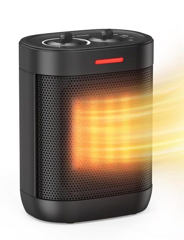 1000W Small Space Heaters for Indoor Use, PTC Ceramic Personal Heater with Overheating & Tip-Over Protection, Quiet Heating for Desktop Office Home
