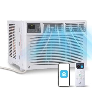 12,000 BTU Window Air Conditioner 115V, Fastcooling for 550 sq.ft Room, Wi-fi Enabled & Remote Control, Reusable Filter, Perfect for APT, Living Room, Office