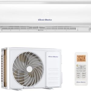 12000 BTU 1 Ton Mini Split AC with Heat Pump – up to 600 Sq. Ft Coverage - Ductless-Energy Saving Inverter - 120VAC/19SEER2 - Includes 16' Kit - WiFi/Alexa Ready