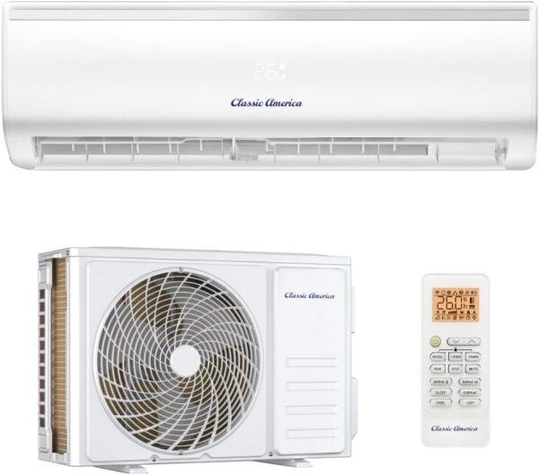 12000 BTU 1 Ton Mini Split AC with Heat Pump – up to 600 Sq. Ft Coverage - Ductless-Energy Saving Inverter - 120VAC/19SEER2 - Includes 16' Kit - WiFi/Alexa Ready