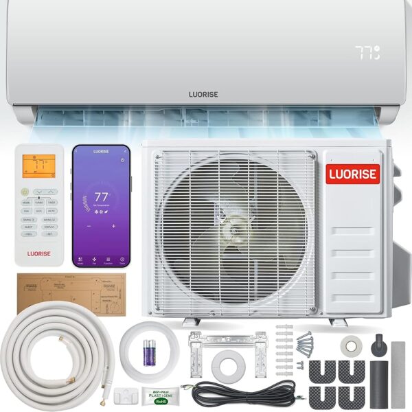12000 BTU WiFi Enabled Mini Split AC/Heating System, Ductless Air Conditioner, 19 SEER2 115V Energy Efficient Inverter AC, Cools Up to 550 Sq.Ft, Pre-Charged Heat Pump &...