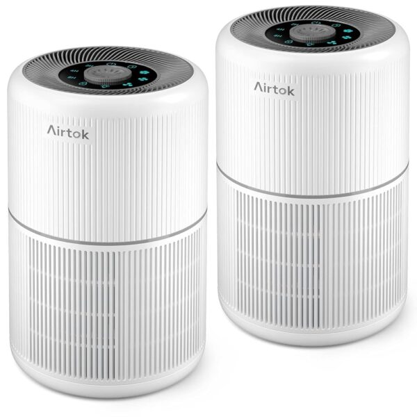 2 Pack Air Purifier for Home Bedroom with H13 True HEPA Filter for Smoke, Smokers, Dust, Odors, Pollen, Pet Dander | Quiet 99.9% Removal to 0.1 Microns | White Available for...