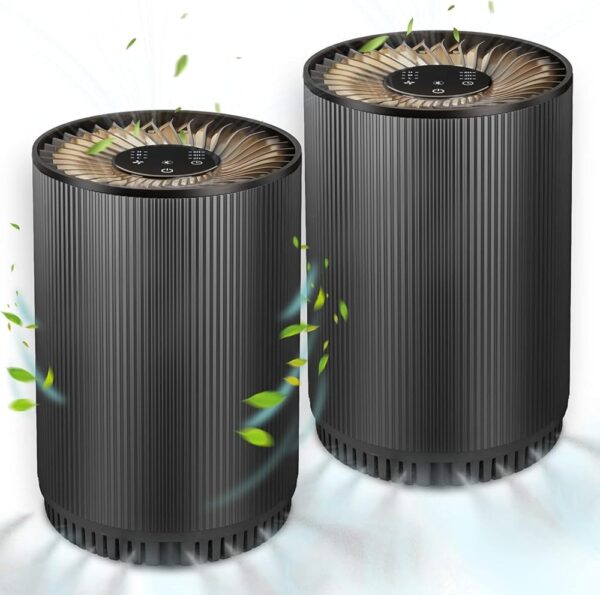 2 Pack Druiap Air Purifiers for Home Bedroom up to 690ft², H13 True HEPA Filter Air Cleaner Purify 99.97% Micron Particles/Bad Air/Smoke/Pet Dander/for Office, Dorm, Apartment,...