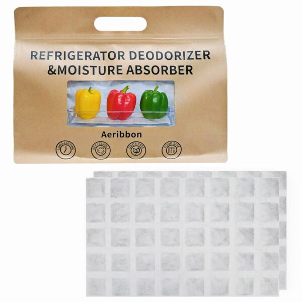 2 Pack Refrigerator Deodorizer, Outperforms Baking Soda Fridge Deodorizer, Odor Eliminator for Fridge & Freezer, Refrigerator Air Freshener And Moisture Absorbers Pad