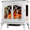 28" XL Denali Portable Freestanding Electric Fireplace Stove - 3-D Log and Fire Effect (White)