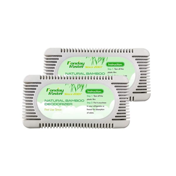 2Packs Refrigerator Deodorizer(60g Each Pack)， Fonday Odor Eliminator for Fridges Freezers Coolers & Lunch Boxes, Bamboo Charcoal Fridge Deodorizer, More Effective Than Baking Soda