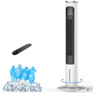 3-IN-1 Portable Air Conditioners Tower Fan, 37'' Evaporative Air Cooler w/Remote, 2.5L Water Tank With 4 Ice Packs, 12H Smart Timer & 70° Oscillating, 3Speeds For Bedroom Living...