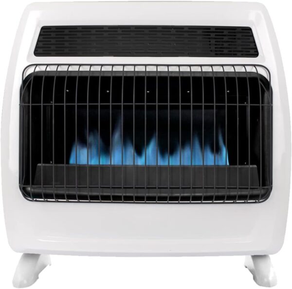 30,000 BTU Natural Gas Wall Heaters for Indoor Use - Blue Flame, Vent Free, with Base Legs