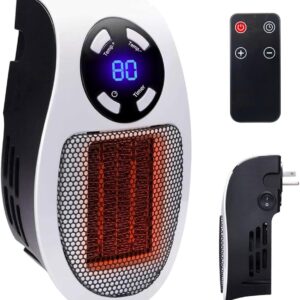 350W&450W Space Heater, Remote Wall Outlet Electric Space Heater as Seen on TV with Adjustable Thermostat and Timer and Led Display, Compact for Office Dorm Room