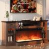 4 EVER WINNER Fireplace TV Stand with 40" Electric Fireplace for 80" TV, 70" Fireplace Entertainment Center with Adjustable Storage Cabinets, 2 Drawers, LED Lights, TV Consoles...