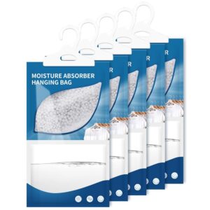 5 Packs Hanging Moisture Absorber, Hanging Closet Dehumidifier Bags, efficient humidity absorber, suitable for Wardrobes, bedroom, bathroom. Hanging Moisture Absorbe 9.8 oz