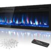 60 Inch Electric Fireplace in-Wall Recessed and Wall Mounted with Remote Control, 750W/1500W Thin Wall Fireplace Heater(60-99°F Thermostat) with 12 Adjustable Color, Timer and...