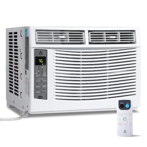 6000 BTU Window Air Conditioner, Cools 250 Sq.Ft., Window AC Unit with Remote, Quiet Operation, 3 Cooling Speeds, 115V, High Efficiency AC Unit for Bedroom