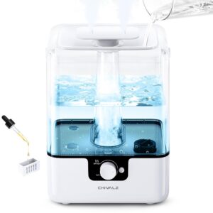 6L Humidifiers for Bedroom Large Room Home, CHIVALZ Cool Mist Top Fill Humidifiers for Baby Nursery and Plants, 26dB Quiet, Nightlight, Up to 50 Hours, Oil Diffuser 1 Pack + 2...