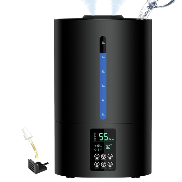 6L Humidifiers for Bedroom Large Room Home, Cool and Warm Humidifiers for Baby and Plants Mist Top Fill Desk Humidifiers Essential Oil Diffuser, Quiet with Adjustable...