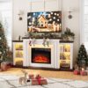 72" LED Electric Fireplace with Mantel, Fireplace TV Stand for 80 Inch TV, Modern Entertainment Center with Storage, Delicate Three-Dimensional Molding with Remote Control for...