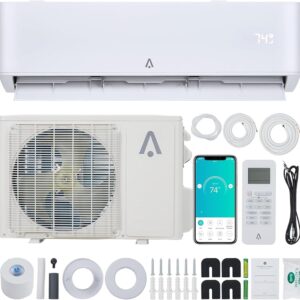 9000 BTU Mini Split Air Conditioner, 23 SEER2 Mini Split AC/Heating System, Inverter Ductless Air Conditioner w/WiFi,Pre-Charged & 16.4ft Installation Kits, 115V AC Unit Cools...