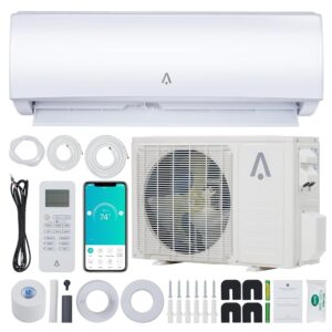 9000 BTU Smart Air Conditioner System, 19 Seer2 Split Inverter Ac with Pre-Charged Heat Pump & Installation Kit, WiFi and Remote Control, Cools Rooms Up to 450 Sq. Ft, 115V, White