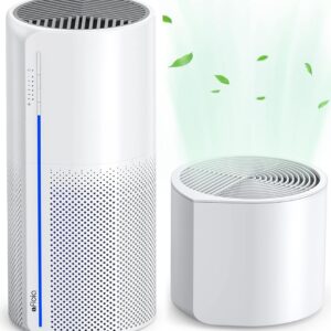 Afloia 2 in 1 Air Purifier with Humidifier, 3 Stage Filters for Home Allergies Pets Hair Smoker Odors, Evaporative Humidifier, Auto Shut Off, Quiet Air Cleaner with Seven Color...