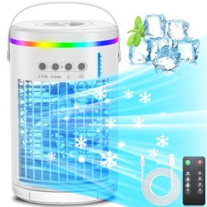 AI Portable Air Conditioners Fan,JYew Evaporative Mini Room Air Conditioners,Portable AC Unit Air Cooler with 4 in 1 Humidifier Fan Conditioner with 1400ML, 3 Speed AC Portable...