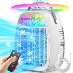 AI Portable Air Conditioners Fan,TYTAB Evaporative Mini Air Conditioner,Portable AC Air Cooler with 4 in 1 Humidifier Fan Conditioner 7 Colors Light, 3 Speed AC Portable for...