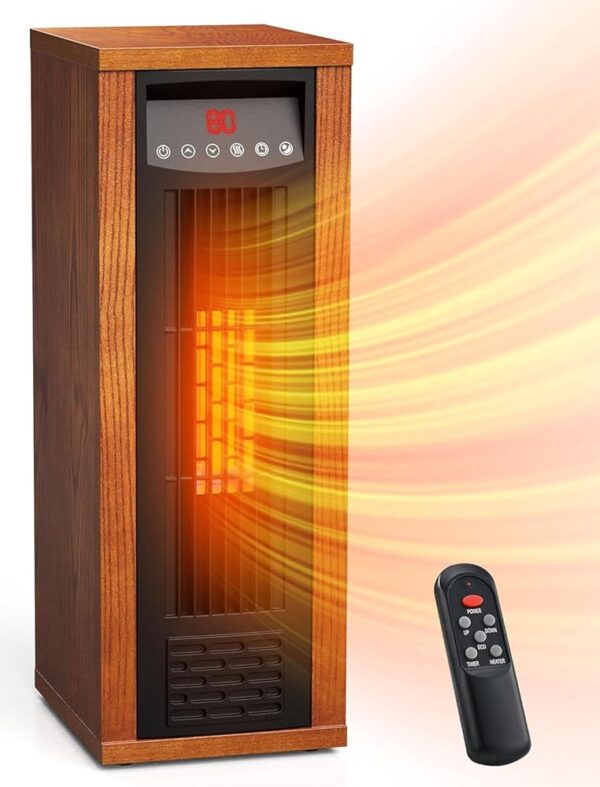 Air Choice Infrared Heater, 1500W Space Heater for Indoor Use with Thermostat, Remote, 3 Modes, 12H Timer, Fast Heating, Tip-over & Overheat Protection, Child Lock, Tower Heater...