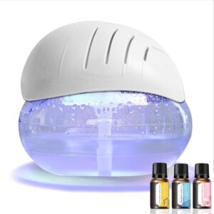 Air freshener (White) - for Home, Bedroom and Office - Essential Oil Aroma Diffuser with LED Coloured Night Light with Soothing Water Flow Sound - Water Filtered air Purifier...