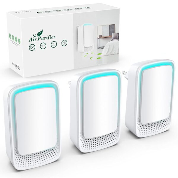 air purifier (3 Pack) Negative air ionizer for home use,filterless mobile air ionizer,negative ion deodorization,mini air purifier for home,office,pets,smokers,toilet,bathroom