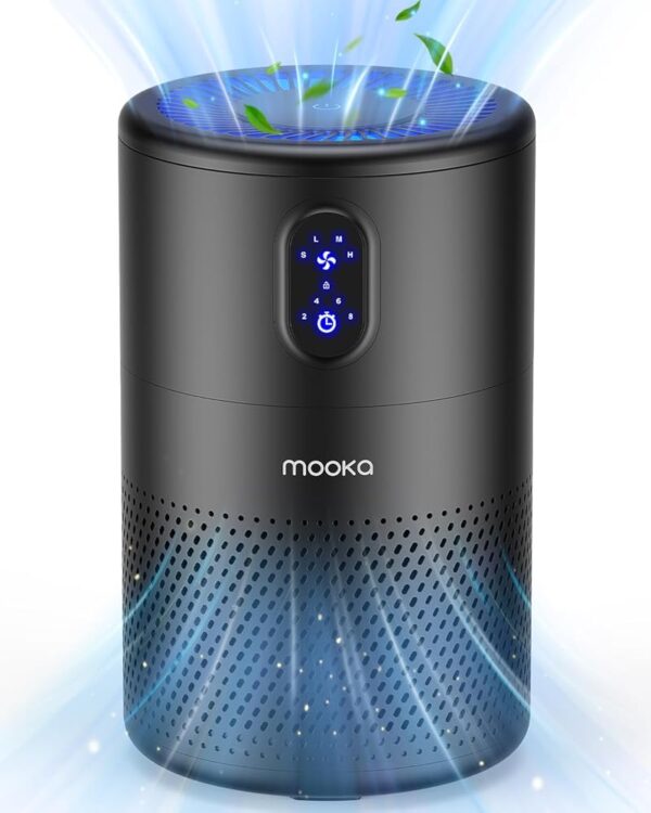 Air Purifier for Home Pets Hair in Bedroom, Covers Large Room Up to 1250 ft², Mooka Air Purifiers for Dorm with Timer, Quiet True HEPA Air Filter Cleaner for Pet Smoke Pollen...