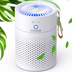 Air Purifiers for Bedroom Home, KOIOS H13 True HEPA Filter Air Purifiers for Desktop Office Car Pets with USB Cable, Small Air Cleaner, Night Light, Timer, Remove Smoke, Dust,...