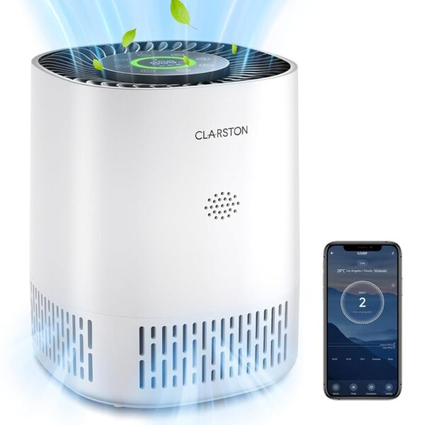 Air Purifiers for Home Bedroom Up to 650 Ft², H13 True HEPA Air Filter for Pets Dust Odor Pollutants, 4 Fan Speeds, Auto Mode, PM2.5 Monitor, Smart WiFi Control