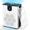Air Purifiers for Home Large Room, H14 Hepa Air Cleaner Up to 3000 Ft² with Washable Filters, Air Quality Monitor, 22dB Sleep Mode for Pet Hair Dander