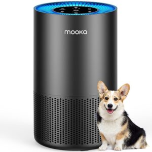 Air Purifiers for Home Large Room Pets Up to 1300 Sq Ft, MOOKA H13 True HEPA Air Purifier Cleaner with 360° Air Inlet, Fragrance, 13dB Air Purifier for Bedroom Wildfire Smoke...