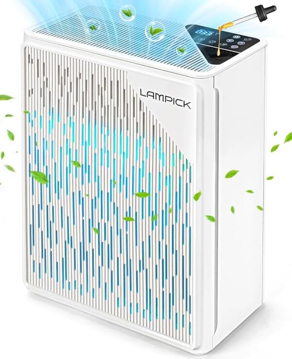 Air Purifiers for Home Up to 1736 sqft, LAMPICK Air Purifier for Home Pets with Night Light, Sleep Mode, Fragrance Sponge, PM2.5 Detector, True H13 HEPA Filter Carbon Filters...