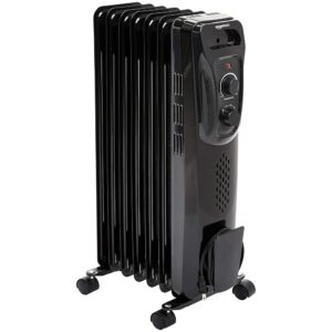 Amazon Basics Oil Heater, Radiator Heater for Indoor Use, With Over-Heat Protection, 7 Oil-Filled Steel Fins, 3 Heat Settings, ETL-certified Safety, 1500W, Black, 11"D x 14.8"W...