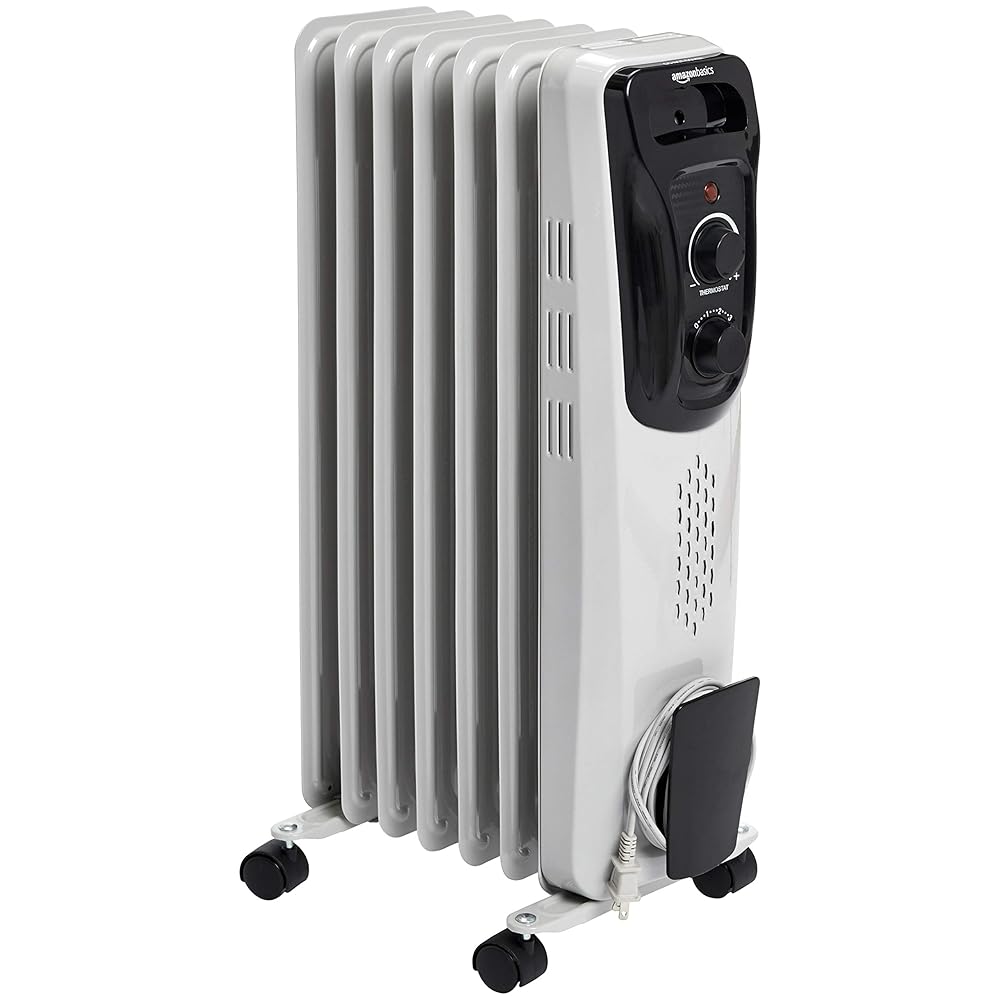 Amazon Basics Oil Heater, Radiator Heater for Indoor Use, With Over-Heat Protection, 7 Oil-Filled Steel Fins, 3 Heat Settings, ETL-certified Safety, 1500W, White, 11"D x 14.8"W... Amazon Basics Oil Heater, Radiator Heater for Indoor Use, With Over-Heat Protection, 7 Oil-Filled Steel Fins, 3 Heat Settings, ETL-certified Safety, 1500W, White, 11"D x 14.8"W...