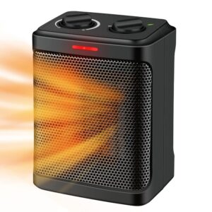 andily Space Heater Electric Heater for Home and Office Ceramic Small Heater with Thermostat, 750W/1500W (Matte black)
