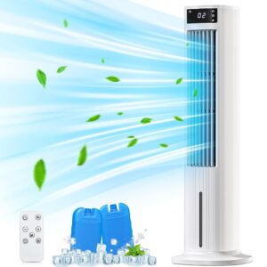 Antarctic Star Evaporative Air Cooler, 40" Cooling Fan that Blow Cold Air, Swamp Cooler with 80° Oscillation, Bladeless Tower Fan for Home, Office, Removable Water Tank, 24H...