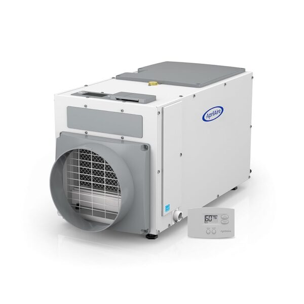 AprilAire E100 Pro 100-Pint Whole-House Dehumidifier + Model 76 Wall Mount Dehumidifier Control, Commercial-Grade Whole-Home Dehumidifier for Basement, Crawlspace, or Whole...
