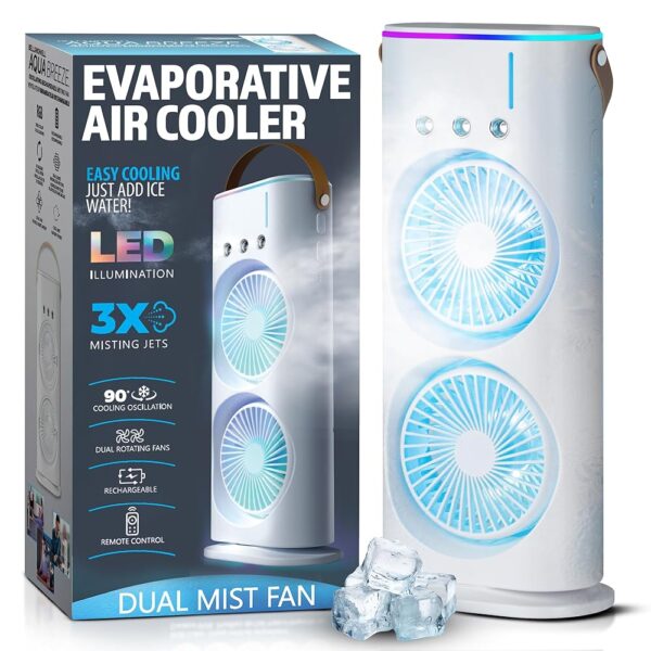 Aqua Air Misting Fan Portable Rechargeable Cooling Fan, Personal Air Conditioner, Evaporative Air Cooler for Room, Mister Fan Portable Outdoor Cooling Fans that Blow Cold Air...