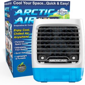 Arctic Air Chill Zone Evaporative Cooler with Hydro-Chill Technology, Portable Fan with 4 Adjustable Speeds, 8-Hour Cooling, Fan for Bedroom, Living Room, Basement, Office & More