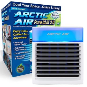 Arctic Air Pure Chill 2.0 Evaporative Air Cooler by Ontel - Powerful, Quiet, Lightweight and Portable Space Cooler with Hydro-Chill Technology For Bedroom, Office, Living Room &...