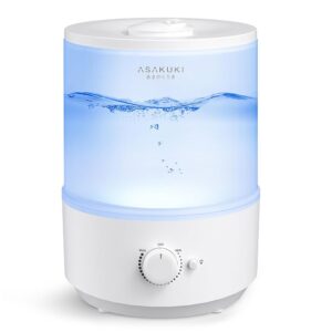 ASAKUKI Humidifiers for Bedroom, 3L Top Fill Cool Mist Humidifiers for Baby Nursery & Plants, 3-IN-1 Quiet Air Humidifier, Oil Diffuser & Night Light for Large Room Home, Auto...