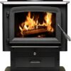 Ashley Hearth AW2520E-P 2,500 Sq. Ft. EPA Certified Pedestal Wood Burning Stove, Medium, Black