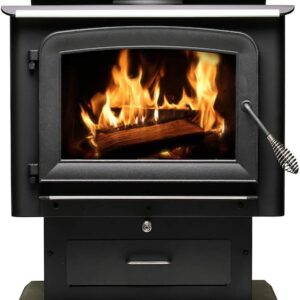 Ashley Hearth AW2520E-P 2,500 Sq. Ft. EPA Certified Pedestal Wood Burning Stove, Medium, Black
