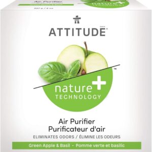 ATTITUDE Air Purifier, Activated Carbon Freshener, Odor Remover, Plant and Mineral-Based, Vegan, Green Apple and Basil, 8 Ounces