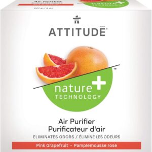 ATTITUDE Air Purifier, Activated Carbon Freshener, Odor Remover, Plant and Mineral-Based, Vegan, Pink Grapefruit, 8 Ounces