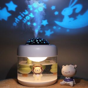 Baby Cool Mist Humidifiers for Bedroom Quiet - 16.91 OZ Small Humidifiers for Home with Night Light & Star Projector for Kids, Babies, Girls as Best Gift