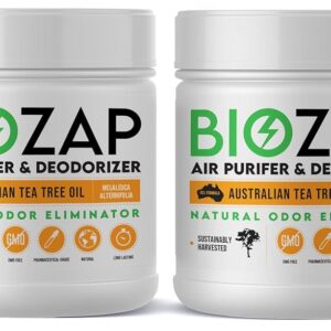 BioZap Air Purifier & Deodorizer 2-Pack | Pharmaceutical-Grade Australian Tea-Tree Oil | Naturally Cleans Odors | Basements, Crawlspaces, Boats, Gyms & More | Natural Scent